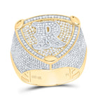 10K Yellow White Diamond Initial "R" Men's Ring 2 Cttw - Splendid Jewellery