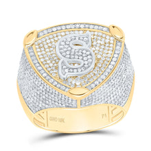 Load image into Gallery viewer, 10K Yellow White Diamond Initial "S" Men's Ring 2 Cttw - Splendid Jewellery
