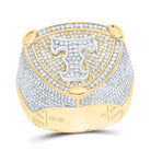 10K Yellow White Diamond Initial "T" Men's Ring 2 Cttw - Splendid Jewellery
