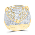 10K Yellow White Diamond Initial "T" Men's Ring 2 Cttw - Splendid Jewellery
