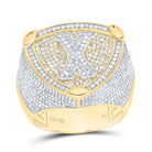 10K Yellow White Diamond Initial "X" Men's Ring 2.00 Cttw - Splendid Jewellery