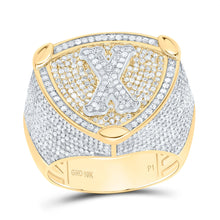 Load image into Gallery viewer, 10K Yellow White Diamond Initial "X" Men's Ring 2.00 Cttw - Splendid Jewellery