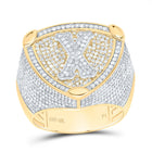 10K Yellow White Diamond Initial "X" Men's Ring 2.00 Cttw - Splendid Jewellery