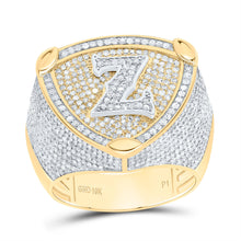 Load image into Gallery viewer, 10K Yellow White Diamond Initial "Z" Men's Ring 2.00 Cttw - Splendid Jewellery
