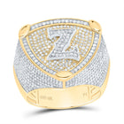 10K Yellow White Diamond Initial "Z" Men's Ring 2.00 Cttw - Splendid Jewellery