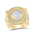 10K Yellow White Diamond Medusa Men's Ring 3/8 Cttw - Splendid Jewellery