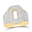 10K Yellow White Diamond Number "0" Men's Ring 1 5/8 Cttw - Splendid Jewellery