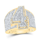 10K Yellow White Diamond Number "4" Men's Ring 1 1/2 Cttw - Splendid Jewellery