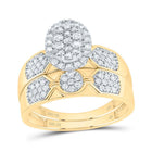 10K Yellow White Diamond Oval Trio Ring Set 3/4 Cttw - Splendid Jewellery