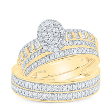 Load image into Gallery viewer, 10K Yellow White Diamond Oval Trio Ring Set 3/4 Cttw - Splendid Jewellery