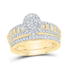 10K Yellow White Diamond Oval Trio Ring Set 3/4 Cttw - Splendid Jewellery