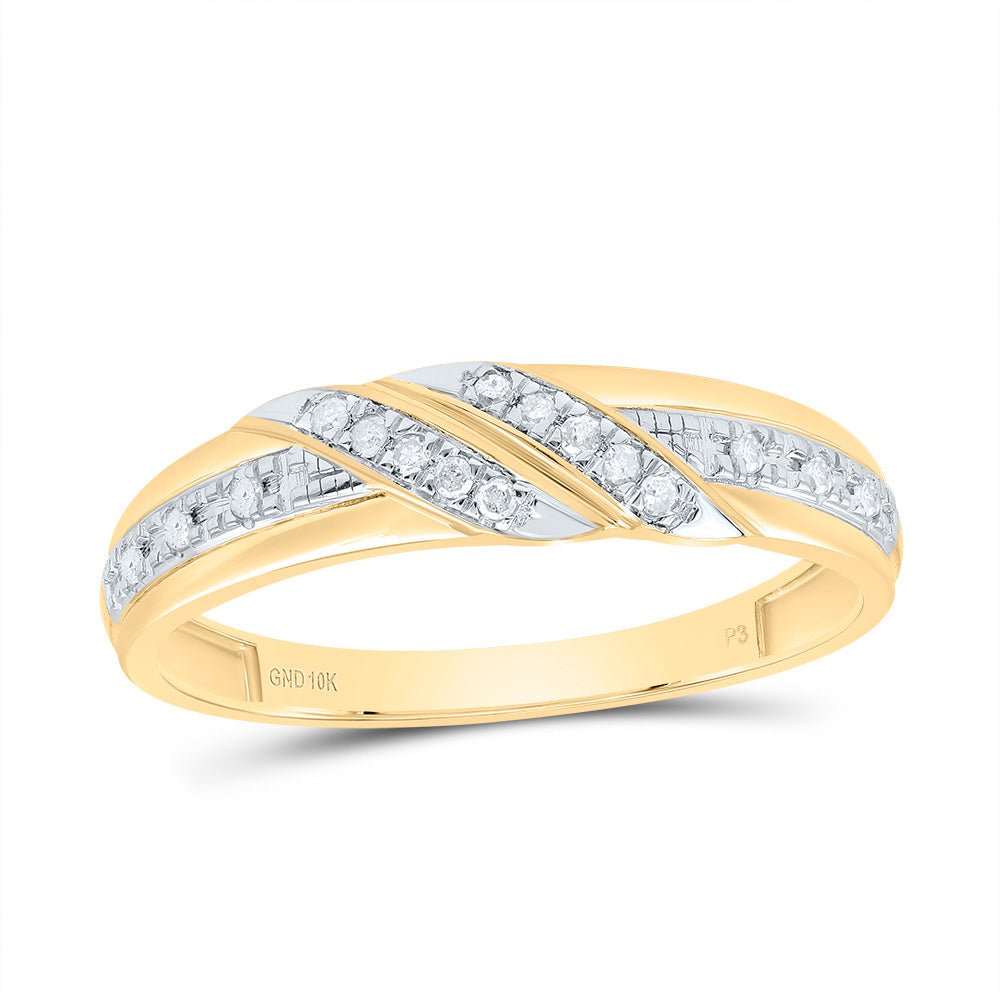 10K Yellow White Diamond Square Trio Ring Set 1/3 Cttw - Splendid Jewellery