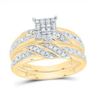 10K Yellow White Diamond Square Trio Ring Set 1/3 Cttw - Splendid Jewellery