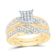Load image into Gallery viewer, 10K Yellow White Diamond Square Trio Ring Set 1/3 Cttw - Splendid Jewellery