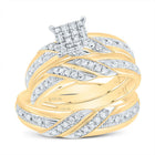 10K Yellow White Diamond Square Trio Ring Set 1/3 Cttw - Splendid Jewellery