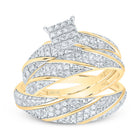 10K Yellow White Diamond Square Trio Ring Set 1/4 Cttw - Splendid Jewellery