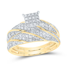 Load image into Gallery viewer, 10K Yellow White Diamond Square Trio Ring Set 1/4 Cttw - Splendid Jewellery