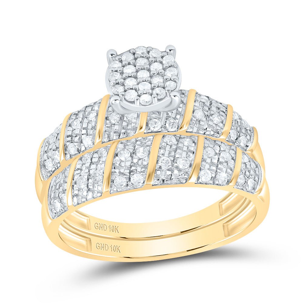 10K Yellow White Diamond Trio Ring Set 1/2 Cttw - Splendid Jewellery
