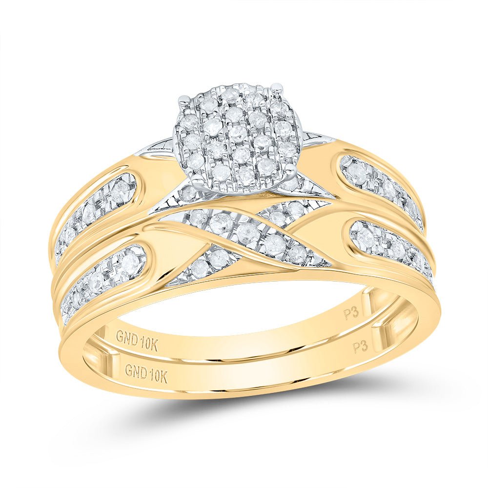 10K Yellow White Diamond Trio Ring Set 1/3 Cttw - Splendid Jewellery