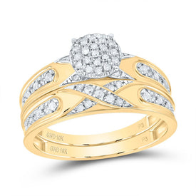 10K Yellow White Diamond Trio Ring Set 1/3 Cttw - Splendid Jewellery