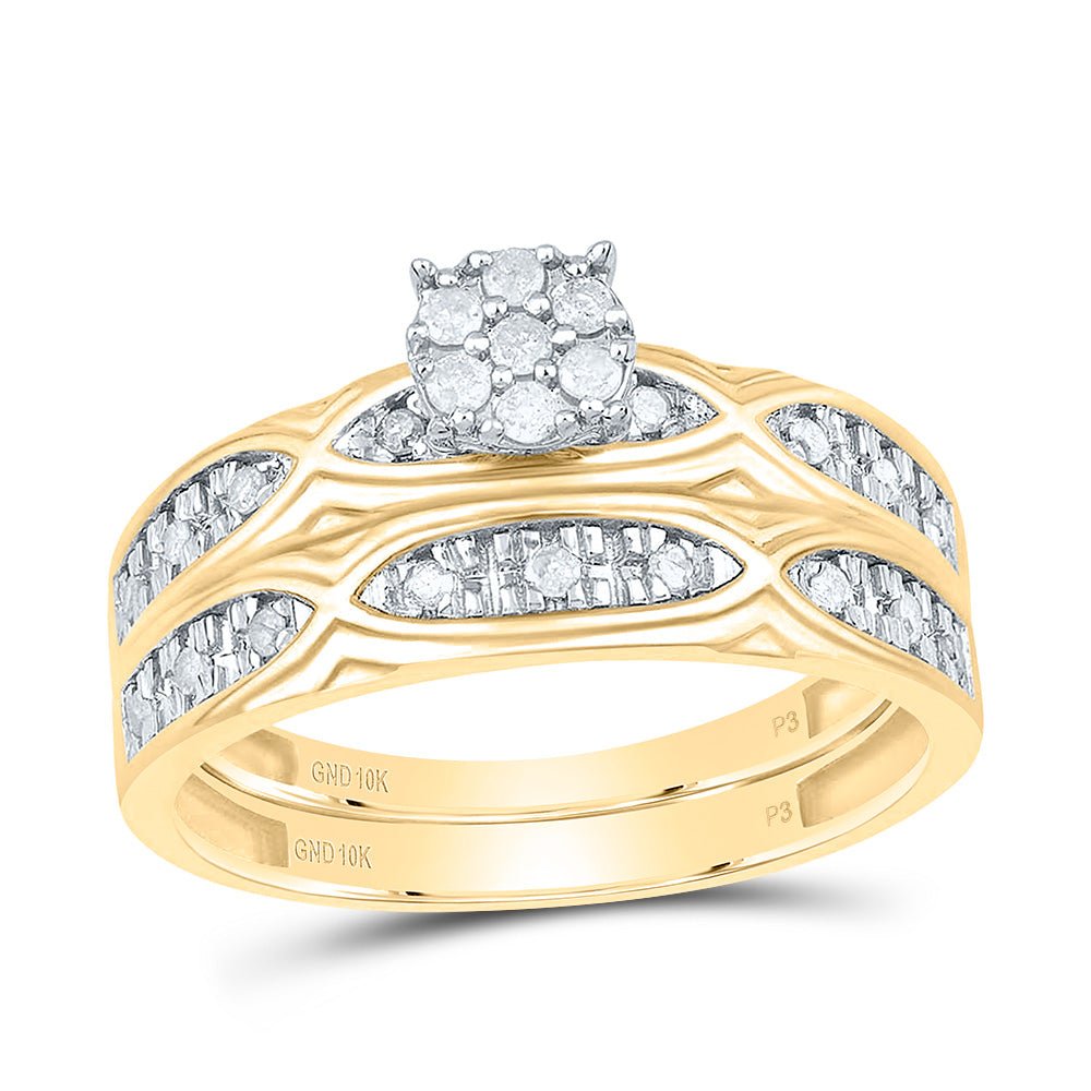 10K Yellow White Diamond Trio Ring Set 1/3 Cttw - Splendid Jewellery