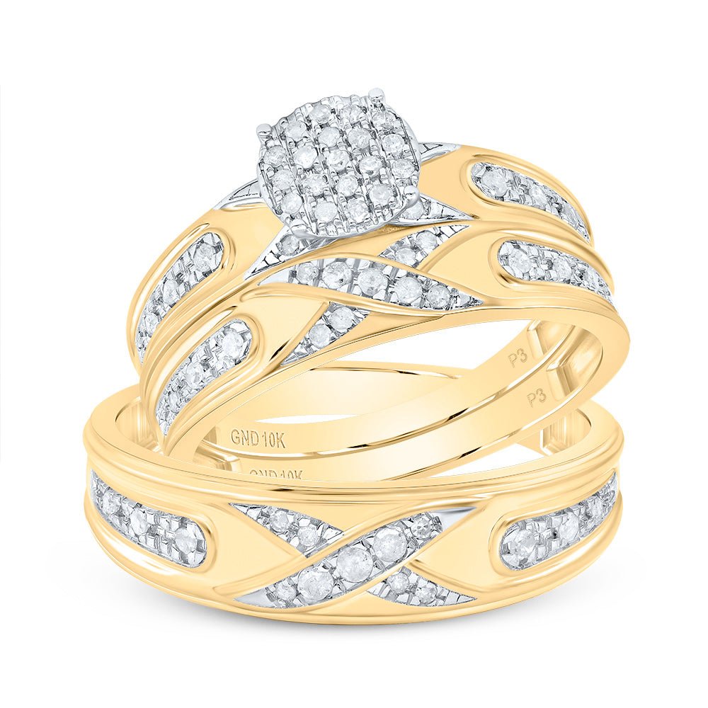 10K Yellow White Diamond Trio Ring Set 1/3 Cttw - Splendid Jewellery