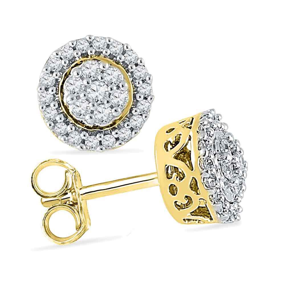 10kt Gold Flower Cluster Diamond Earrings - A Timeless Sparkle - Splendid Jewellery