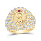 10kt Gold Mens Ruby Diamond Scarab Circle Ring - Exquisite Jewelry - Splendid Jewellery