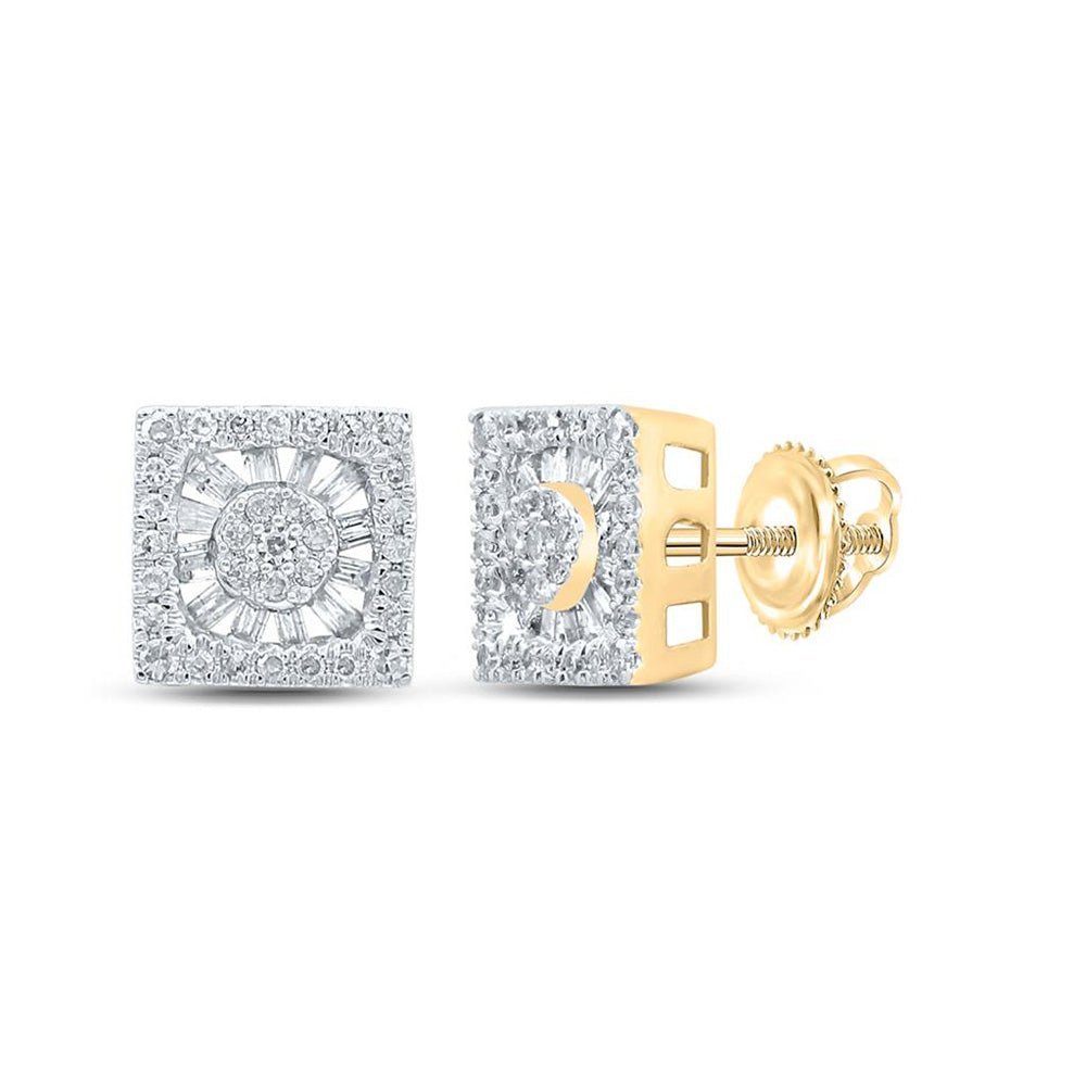 10kt Golden Brilliance Diamond Square Earrings - Splendid Jewellery