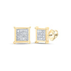 10kt Golden Brilliance Diamond Square Earrings - Top View