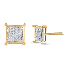 Load image into Gallery viewer, 10kt Golden Brilliance Diamond Square Earrings - Side View