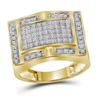 10kt Golden Brilliance: Men's Rectangular Cluster Diamond Ring - 1/2 Cttw - Splendid Jewellery