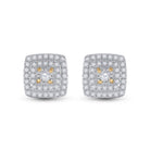 10kt Golden Brilliance: Womens Round Diamond Square Earrings 1/4 Cttw - Splendid Jewellery