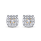 10kt Golden Brilliance: Womens Round Diamond Square Earrings 1/4 Cttw - Splendid Jewellery