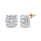 10kt Golden Brilliance: Womens Round Diamond Square Earrings 1/4 Cttw - Splendid Jewellery