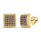 10kt Golden Brown Diamond Square Cluster Earrings - A Captivating Statement Piece by Splendid Jewellery - Splendid Jewellery
