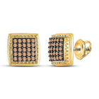 10kt Golden Brown Diamond Square Cluster Earrings - A Captivating Statement Piece by Splendid Jewellery - Splendid Jewellery