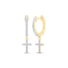 10kt Golden Cross Diamond Dangle Earrings: A Radiant Symbol of Elegance and Spirituality - Splendid Jewellery