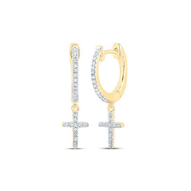 10kt Golden Cross Diamond Dangle Earrings: A Radiant Symbol of Elegance and Spirituality - Splendid Jewellery