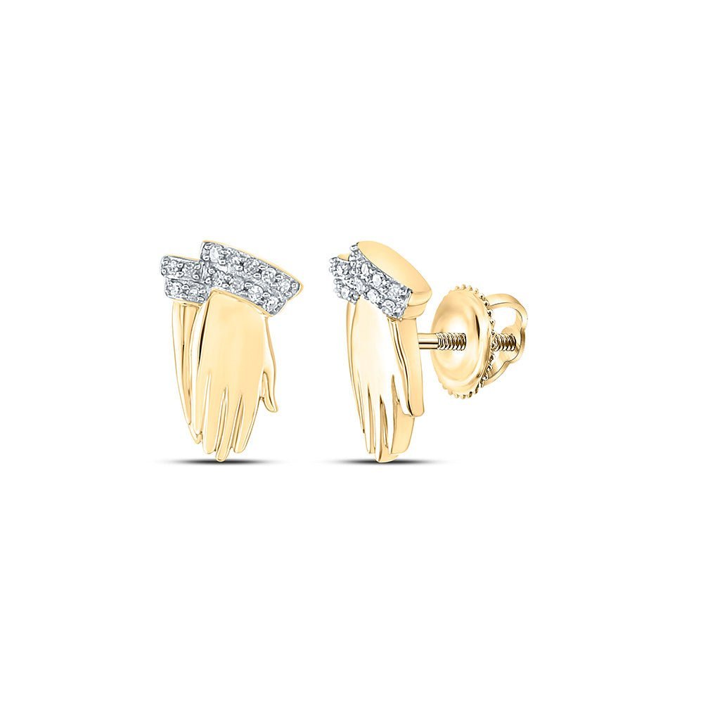 10kt Golden Faith Diamond Earrings: Praying Hands Symbol of Elegance - Splendid Jewellery