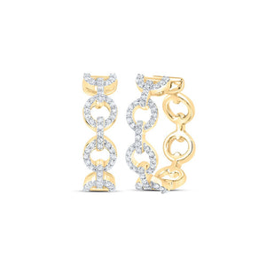 10kt Golden Glamour Diamond Cable Link Hoop Earrings - Splendid Jewellery