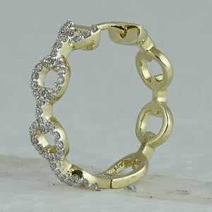 10kt Golden Glamour Diamond Cable Link Hoop Earrings - Splendid Jewellery