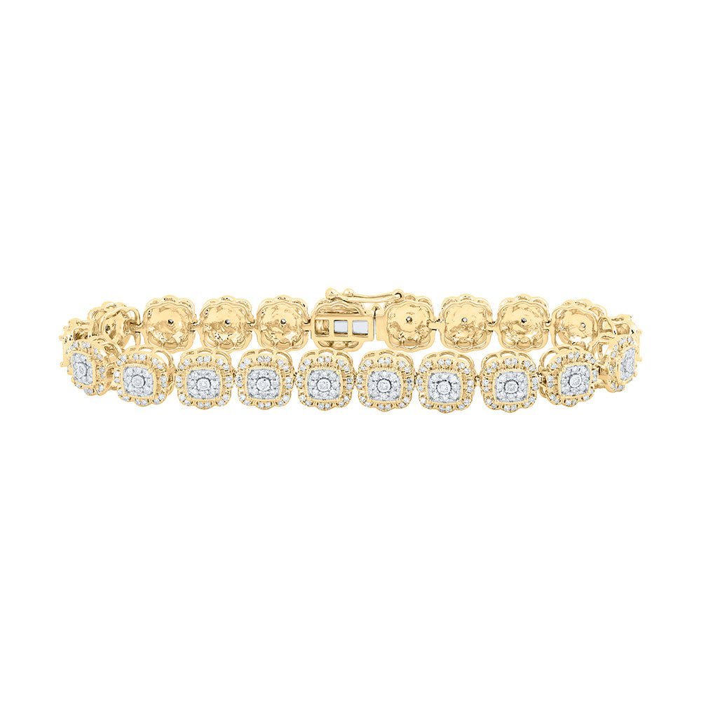 10kt Golden Glamour Diamond Square Link Fashion Bracelet - 2 - 3/8 Cttw - Splendid Jewellery