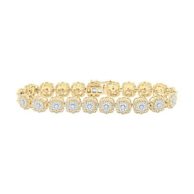 10kt Golden Glamour Diamond Square Link Fashion Bracelet - 2 - 3/8 Cttw - Splendid Jewellery