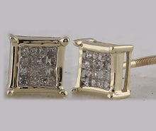 Load image into Gallery viewer, 10kt Golden Glamour Princess Diamond Square Earrings - Splendid Jewellery