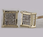 10kt Golden Glamour Princess Diamond Square Earrings - Splendid Jewellery