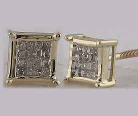 10kt Golden Glamour Princess Diamond Square Earrings product Side View from Splendid Jewellery