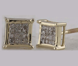 10kt Golden Glamour Princess Diamond Square Earrings - Splendid Jewellery