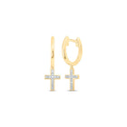 10kt Golden Grace Diamond Cross Dangle Earrings - Splendid Jewellery