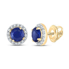 10kt Golden Halo: Blue Sapphire and Diamond Earrings - Splendid Jewellery